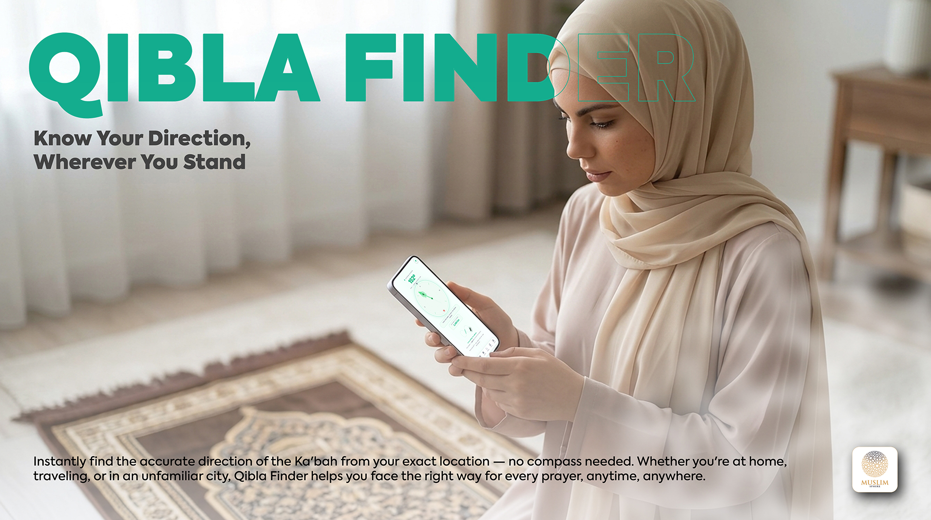 Muslim Sphere Qibla Finder feature